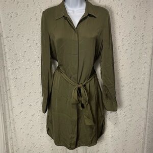 Quince Sage Green Shirt Dress